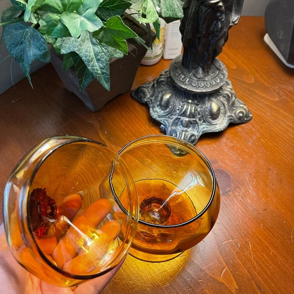 Depression, glass, pedestal candy dish amber